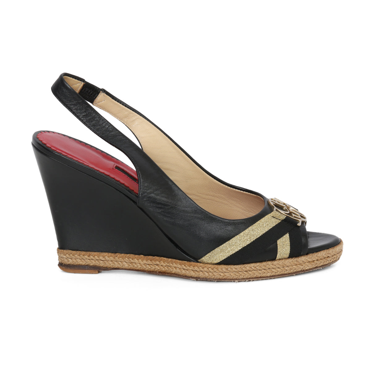 CH Black Leather Slingback Pumps - Size 39