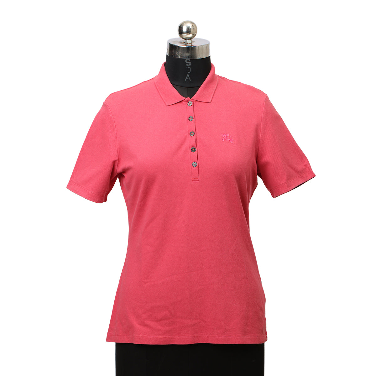Fuchsia Cotton Polo Tshirt For Women- L