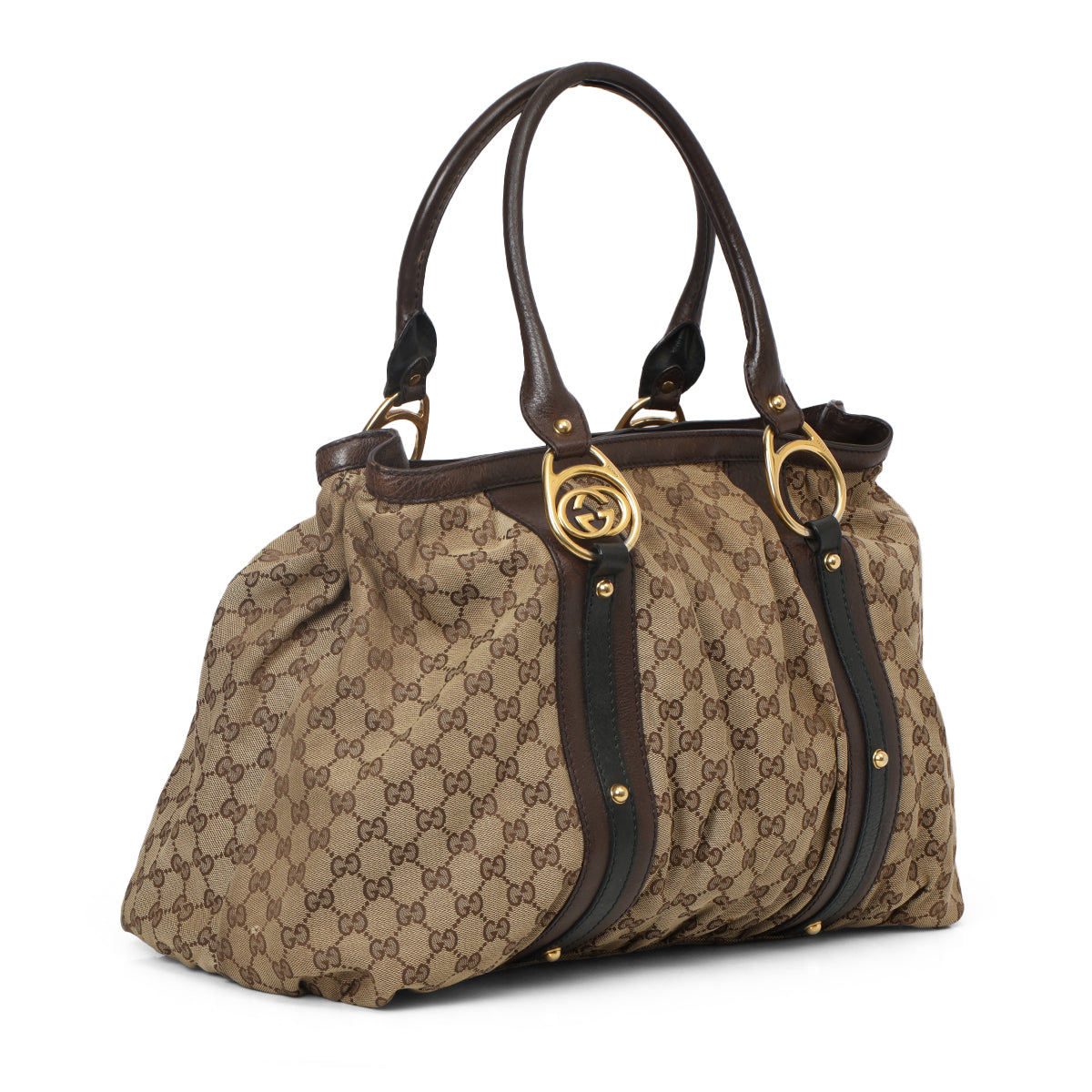 Beige/Ebony GG Canvas Interlocking G Large Tote Bag