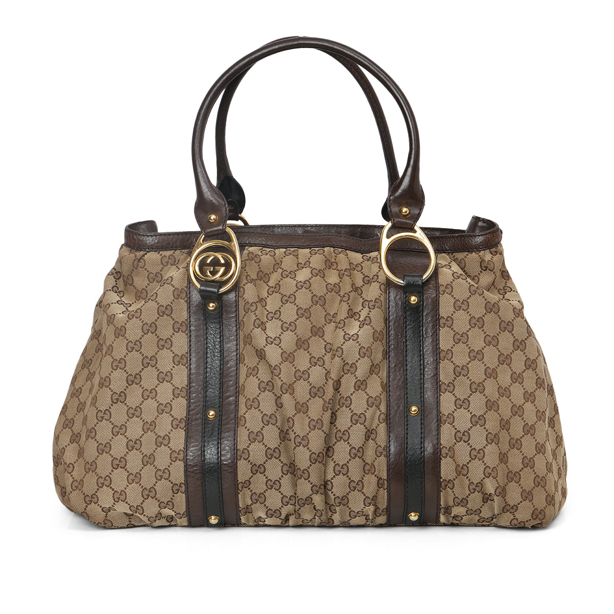 Beige/Ebony GG Canvas Interlocking G Large Tote Bag