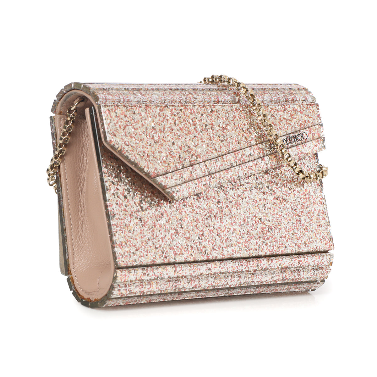 Candy Coarse Glitter Clutch with Chain Strap