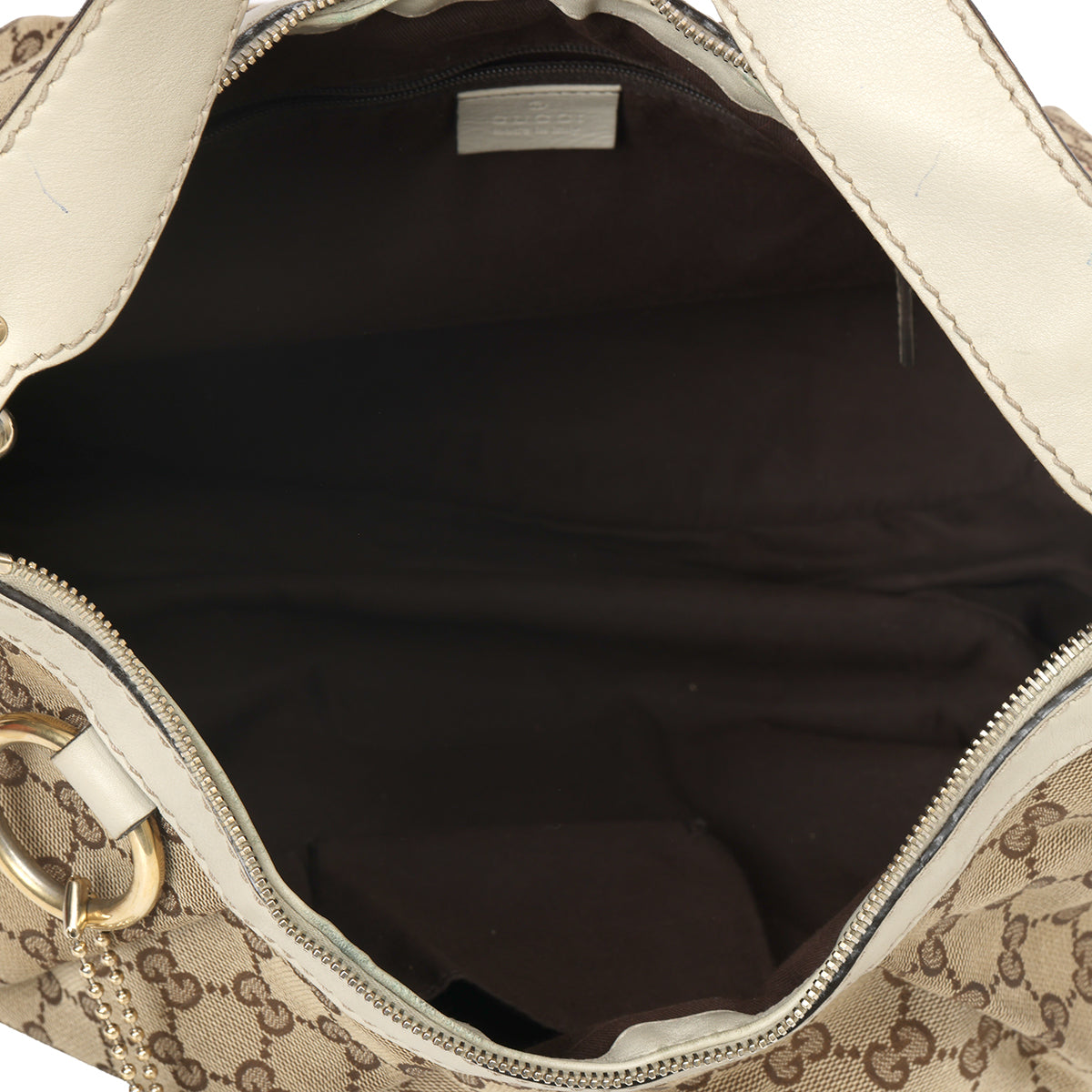 Beige/Ivory GG Canvas Medium Sukey Hobo Bag