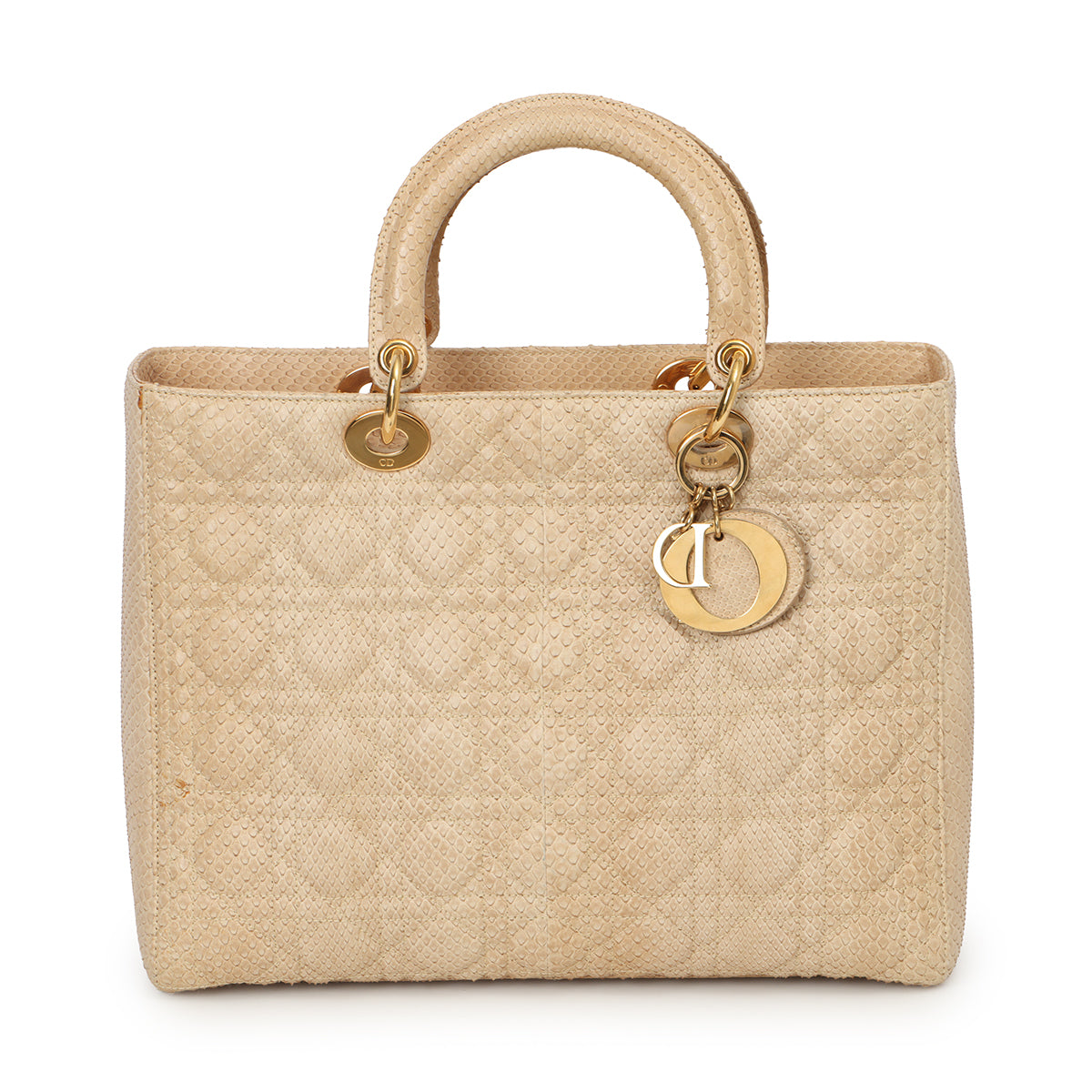 Beige Python Large Lady Dior Bag