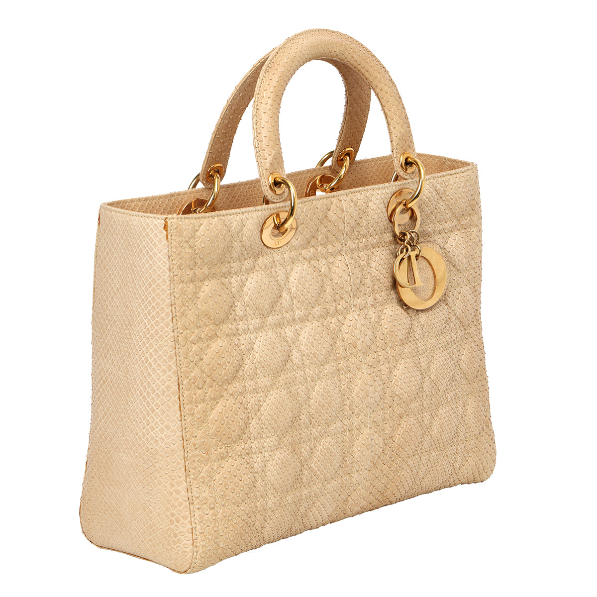 Beige Python Large Lady Dior Bag