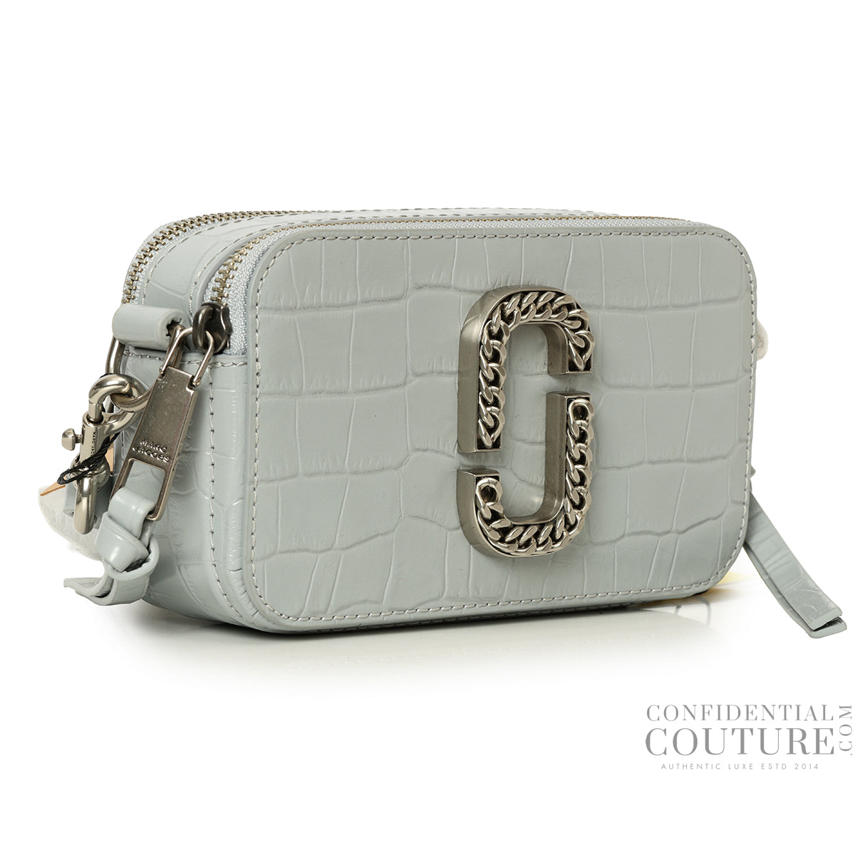 Grey The Snapshot Croc-Embossed Sling Bag
