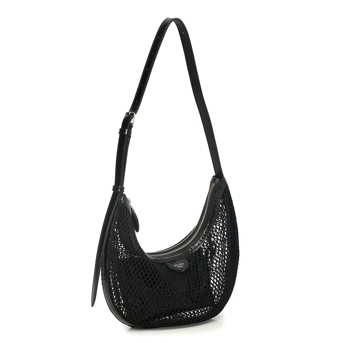 Demi Lune Bag In Fishnet Black Shoulder Bag