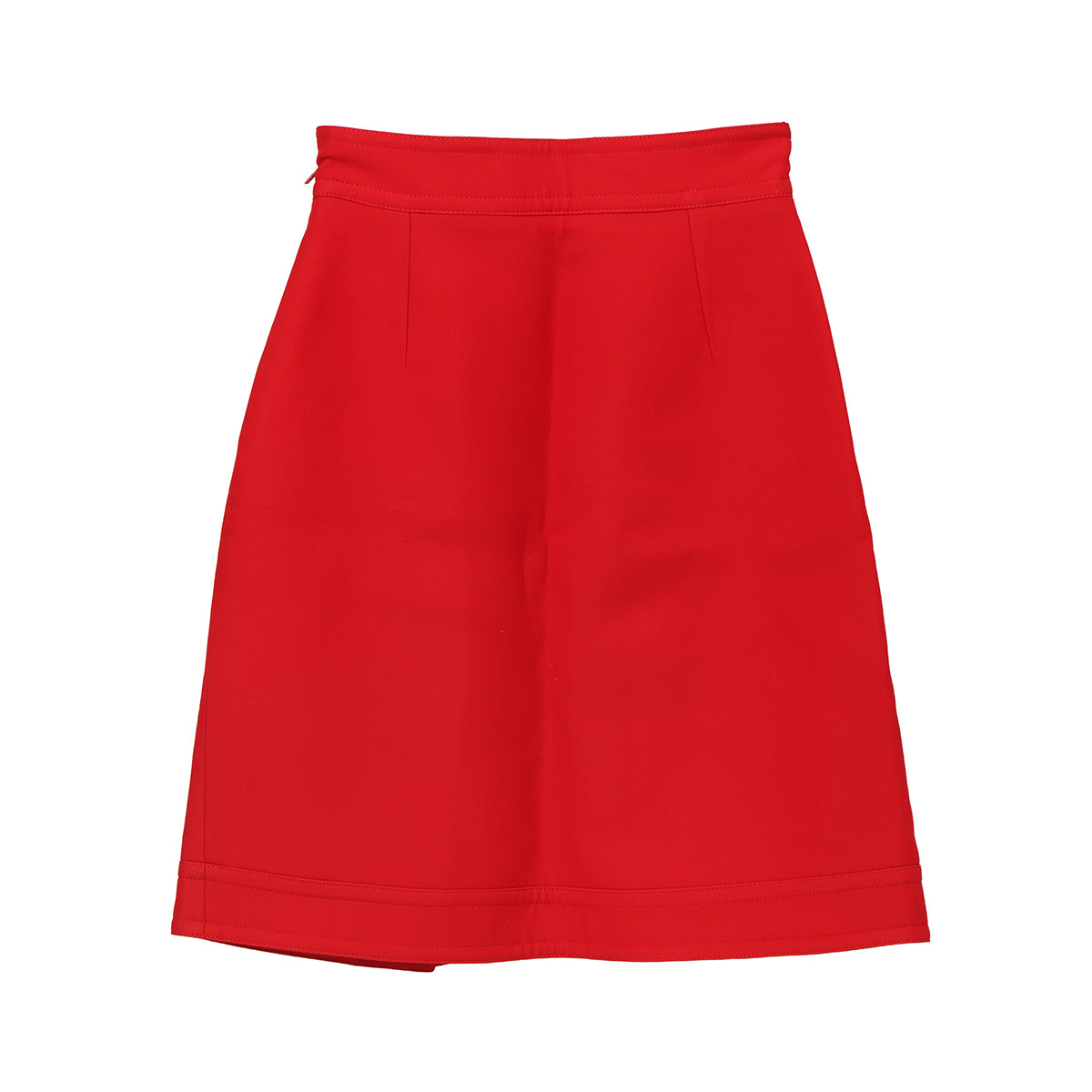 Red Mini Skirt With Gold And Pearl Button Detailing - Size 36