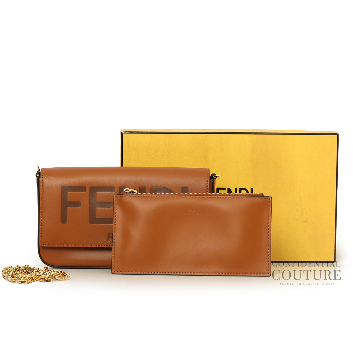 Script Logo Brown Leather Wallet On Chain Bag