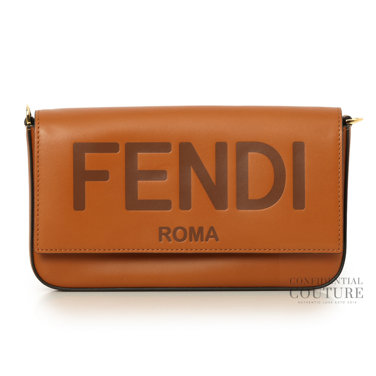 Script Logo Brown Leather Wallet On Chain Bag