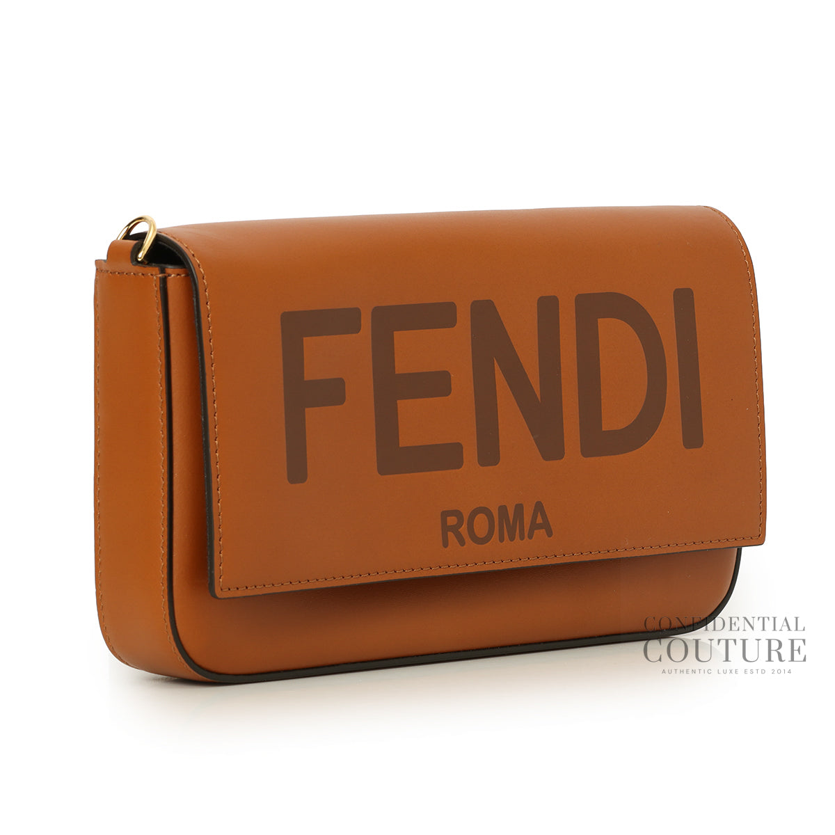 Script Logo Brown Leather Wallet On Chain Bag