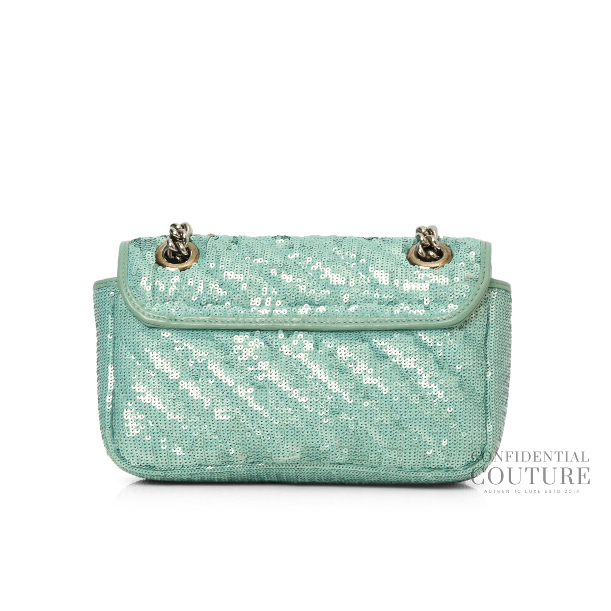 Aqua Sequin Marmont Small Shoulder Bag