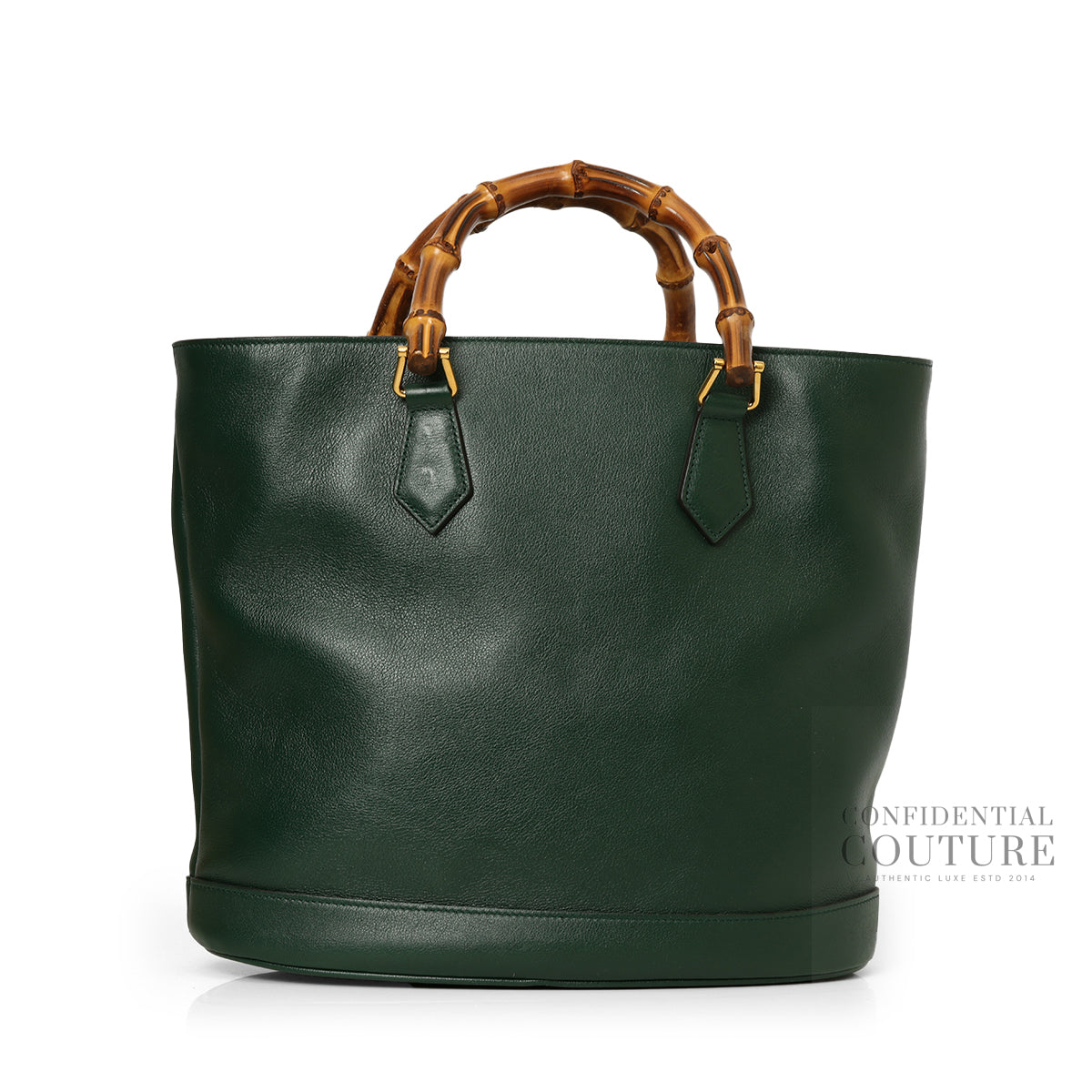 Green Leather Double G Diana Medium Double Handle Tote Bag