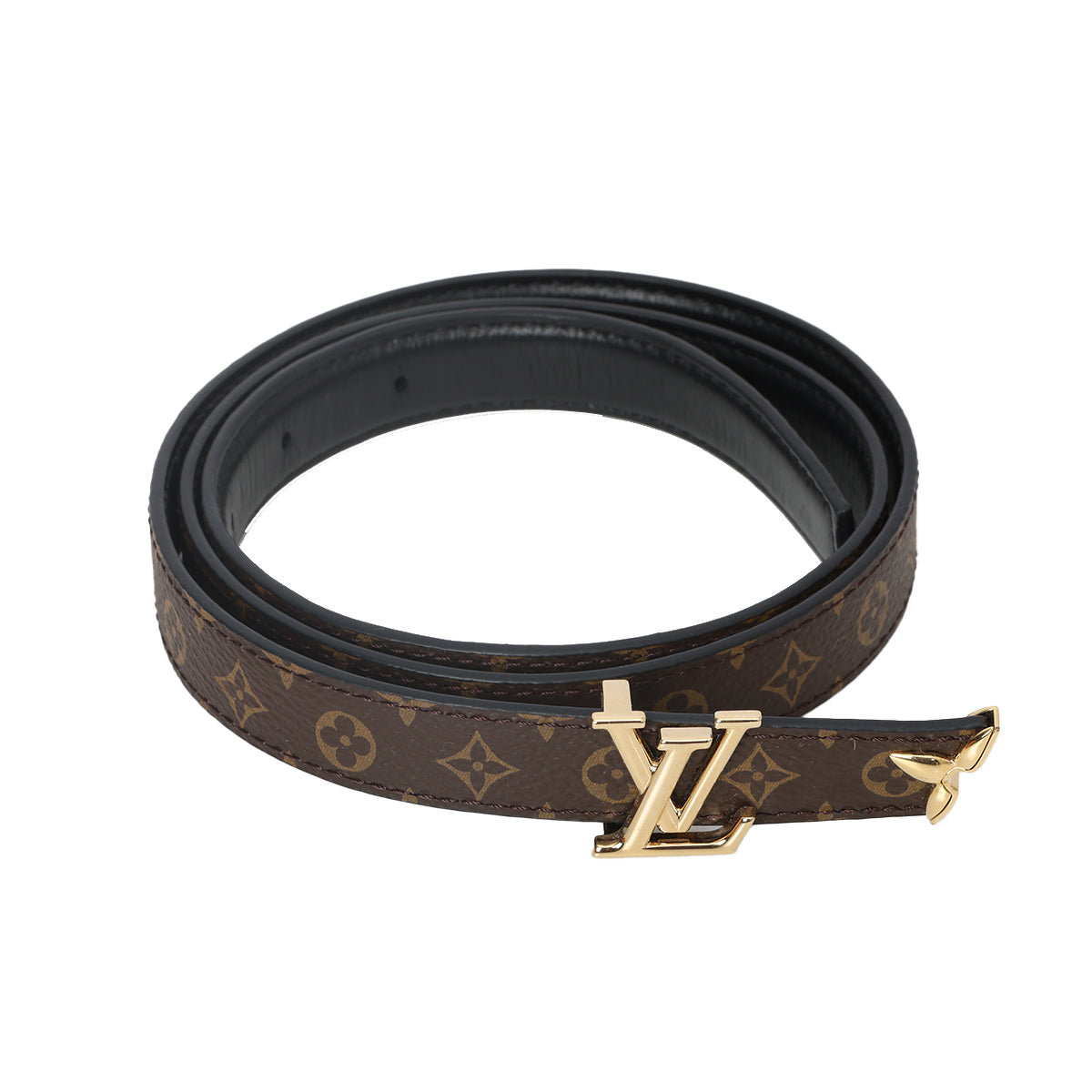Black & Monogram Pretty LV 20mm Reversible Belt- 75 cm