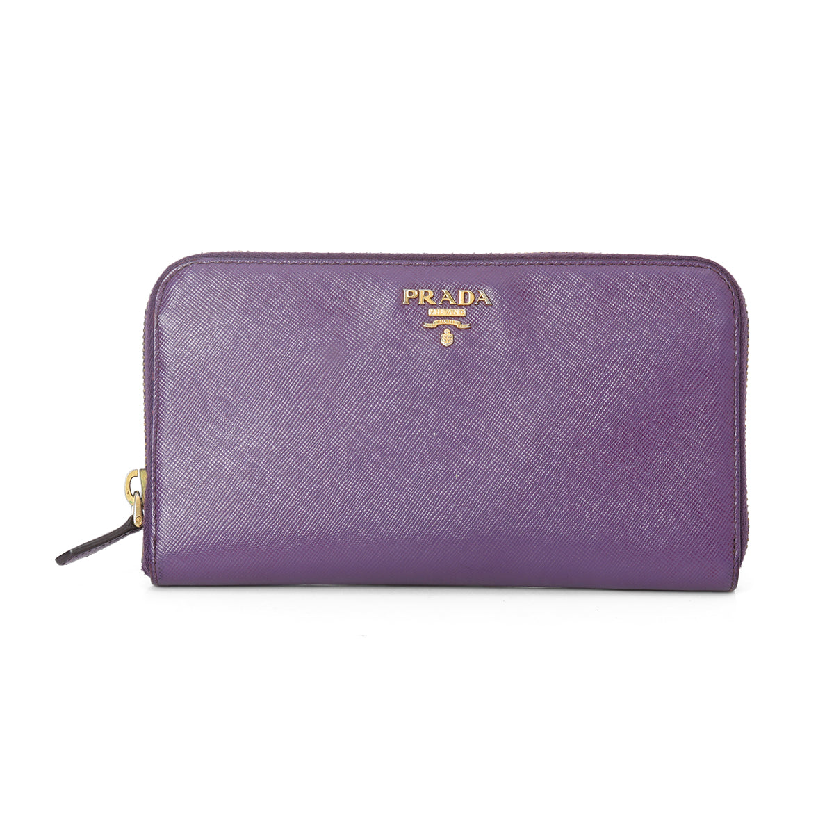 Purple Saffiano Leather Zip Around Wallet