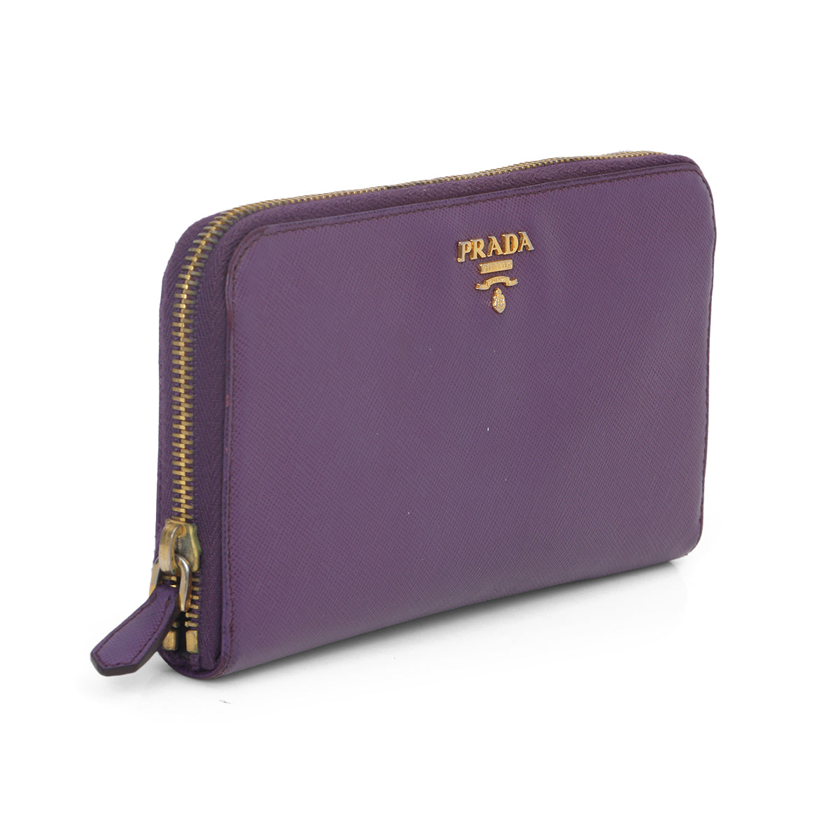 Purple Saffiano Leather Zip Around Wallet