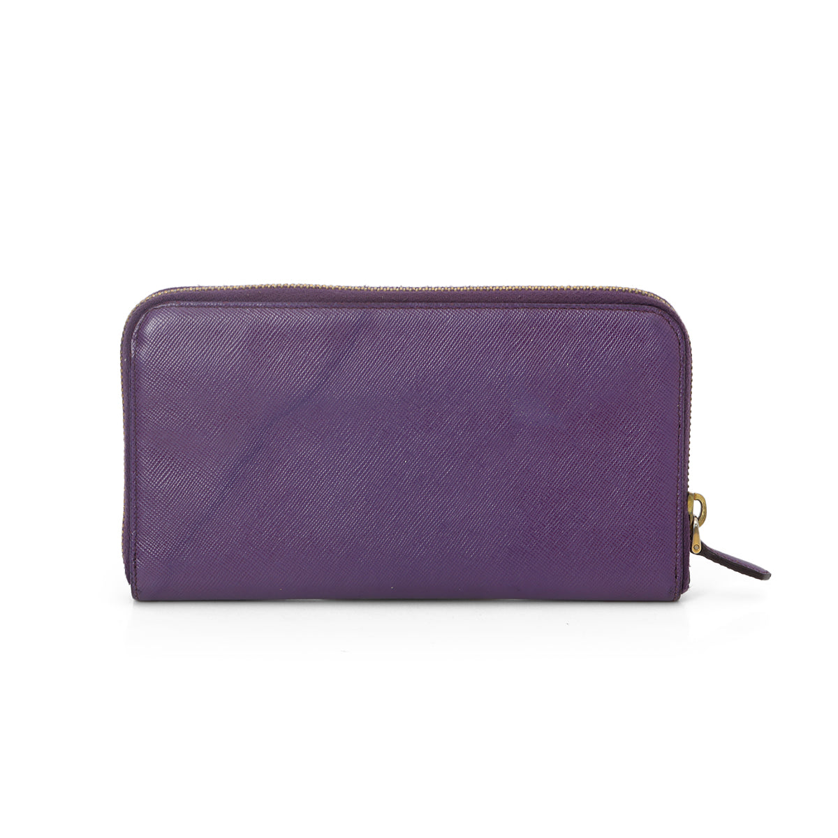 Purple Saffiano Leather Zip Around Wallet