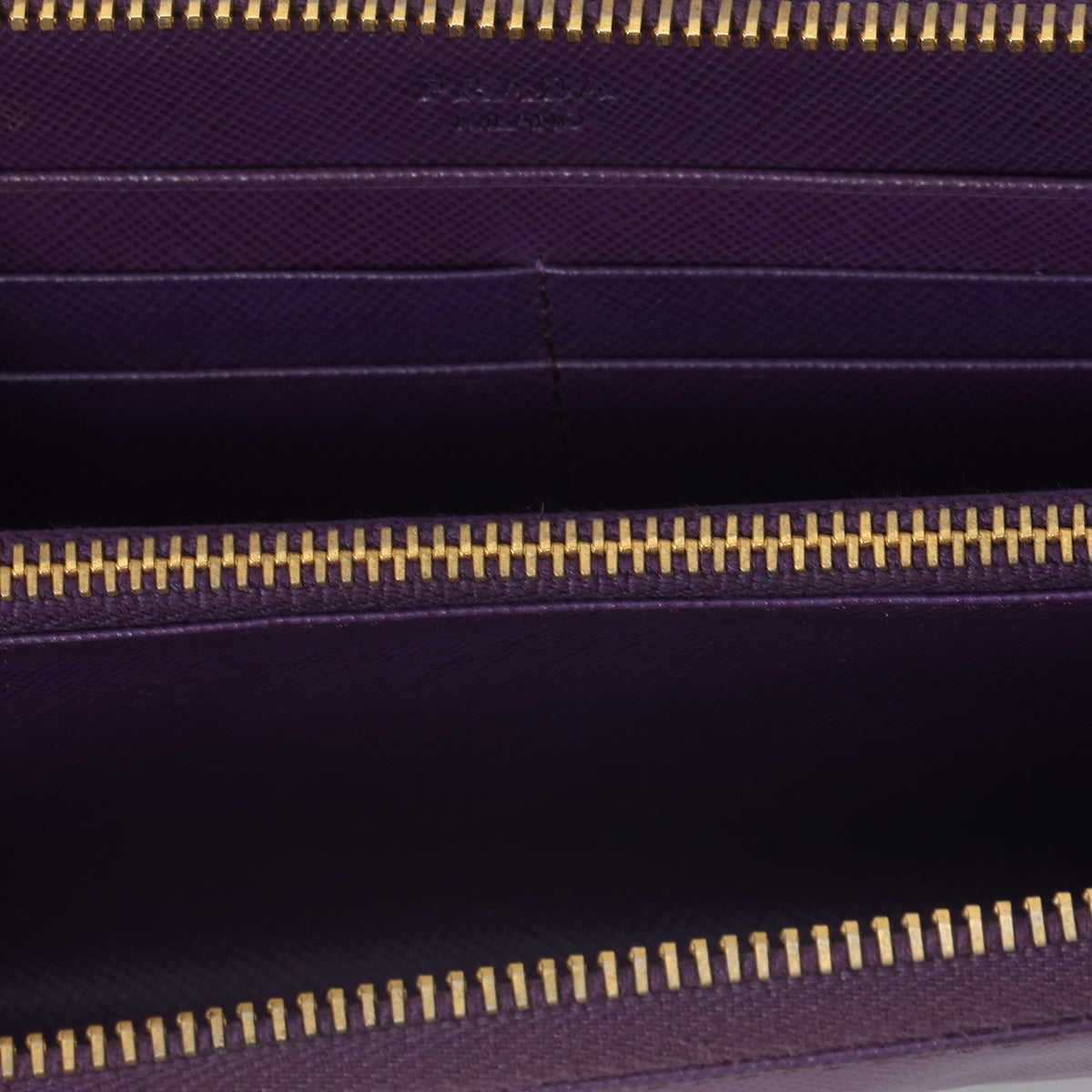 Purple Saffiano Leather Zip Around Wallet