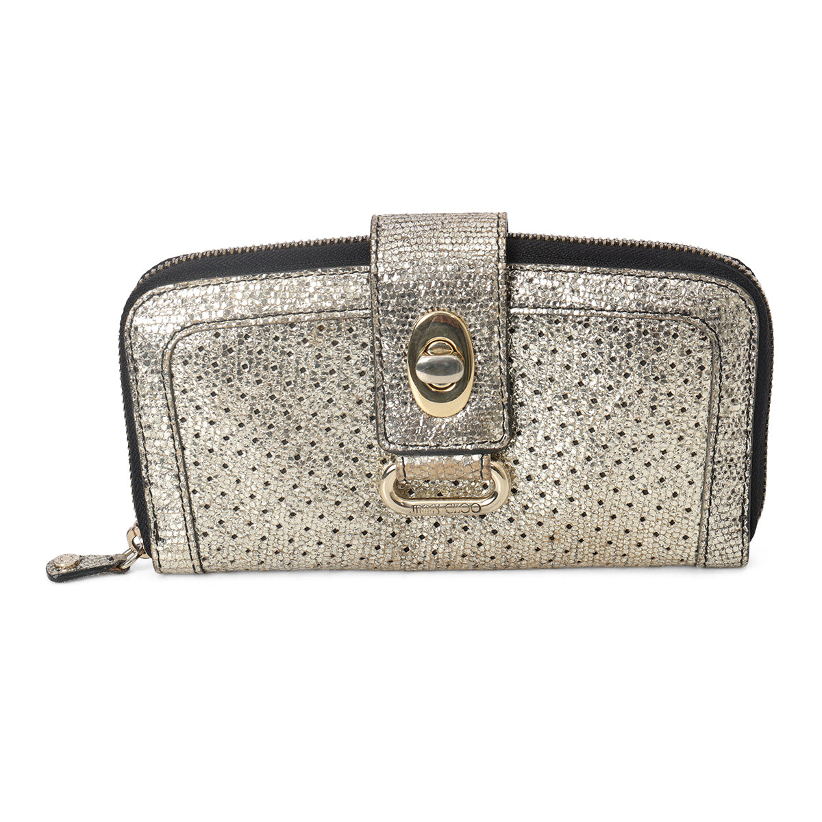 Silver Coarse Glitter Zip Around Wallet