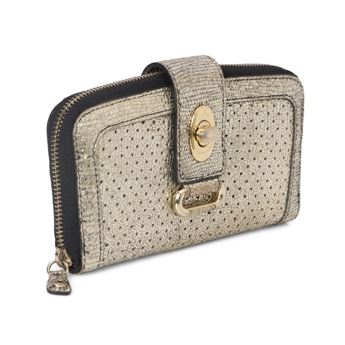Silver Coarse Glitter Zip Around Wallet