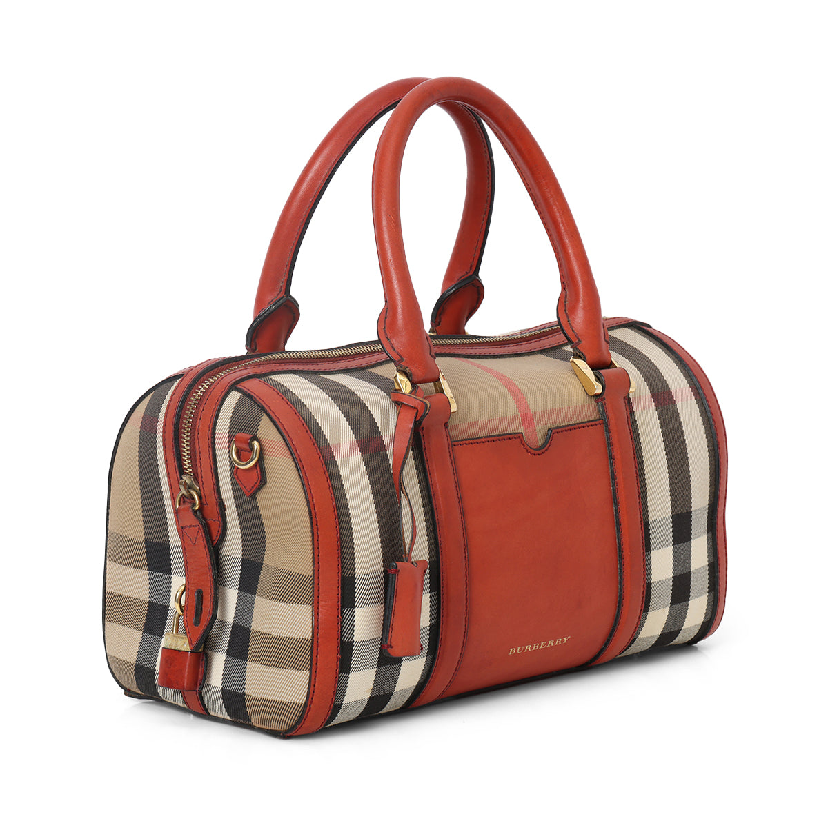 Orange Check Canvas Mixed Media Medium Alchester Bowler Bag