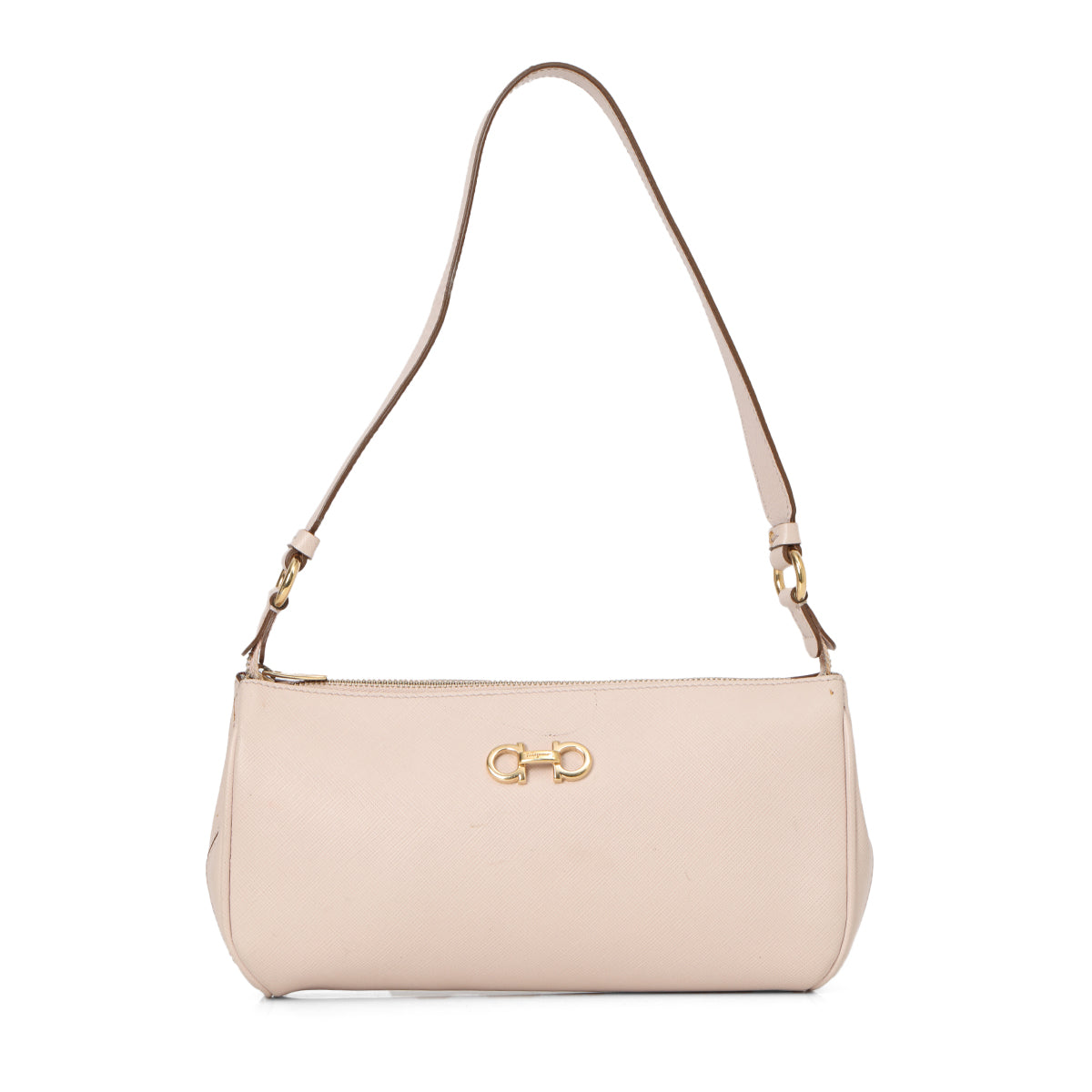 Pink Saffiano Leather Gancini Shoulder Bag