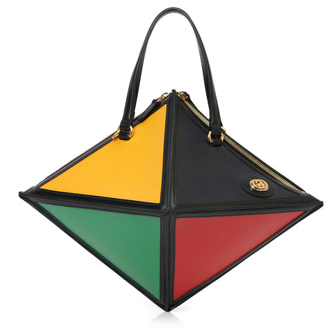 Geometrica Leather Top Handle Bag One Size
