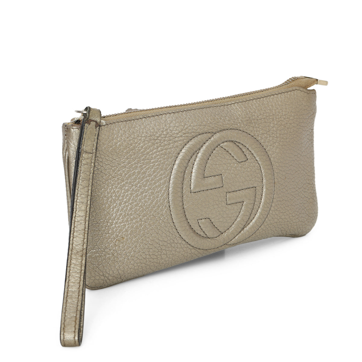 Gold Soho Pebbled Leather Wristlet