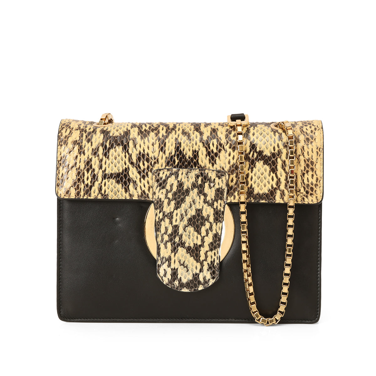 Black Python Thalia Flap Bag One Size