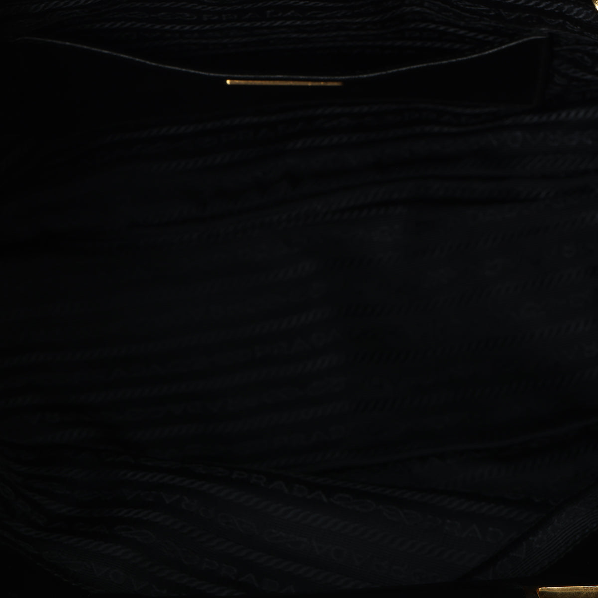 Black Gaufre Tessuto Nylon Frame Shopping Tote Bag