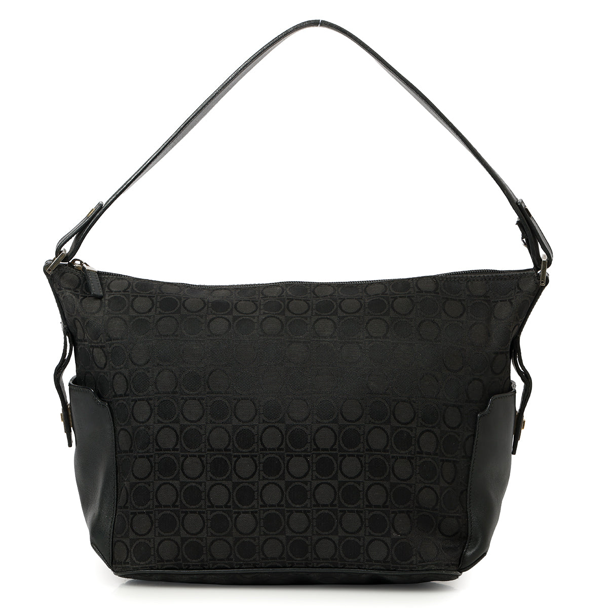 Black Canvas Gancini Hobo Bag