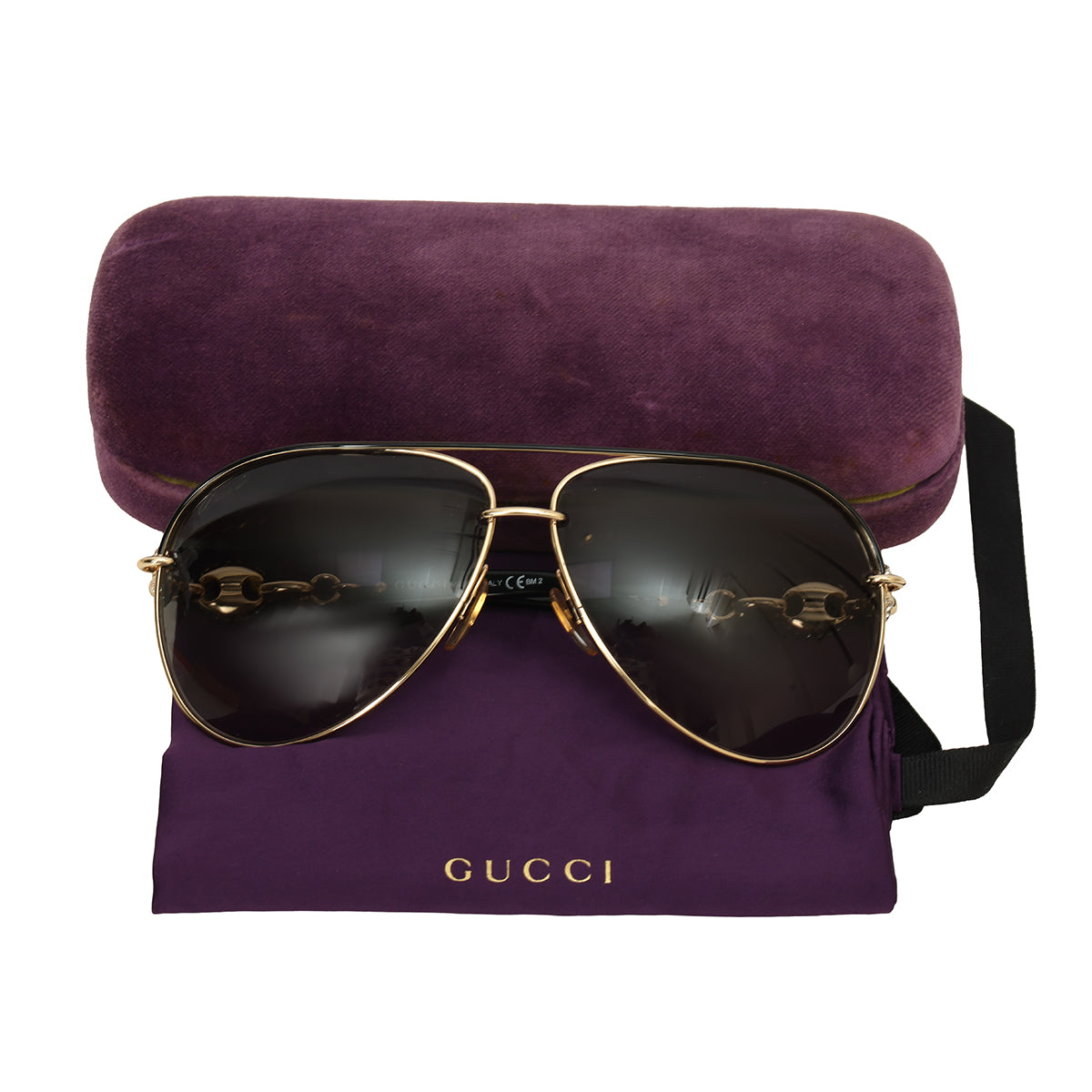 Marina Crystal Chain Accent Aviator Sunglasses