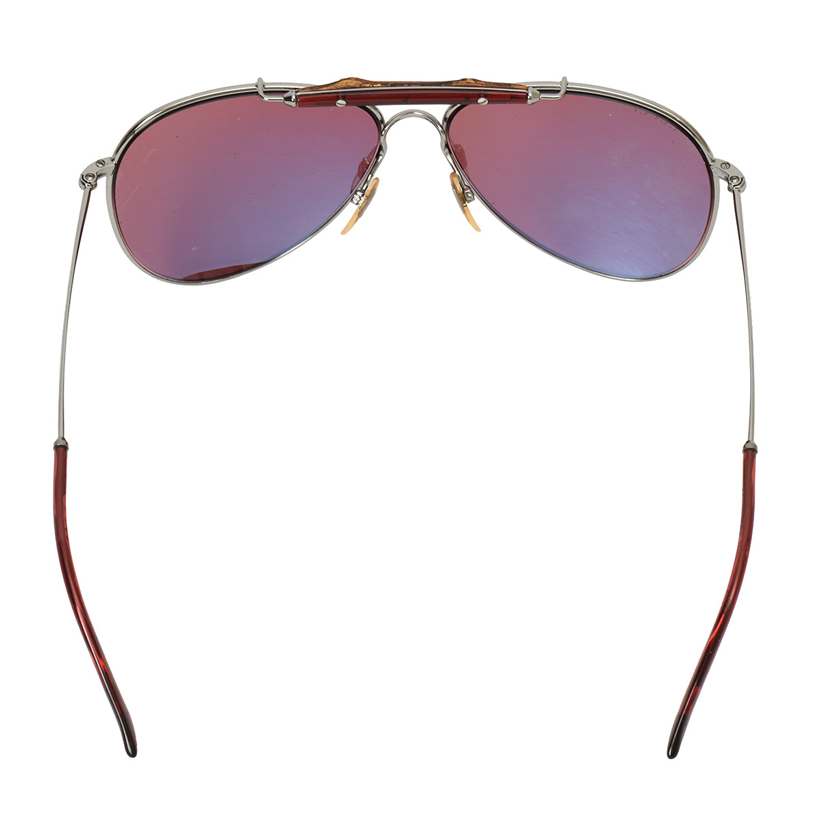 Bamboo & Metal Pink Tinted Lens Aviator Sunglasses