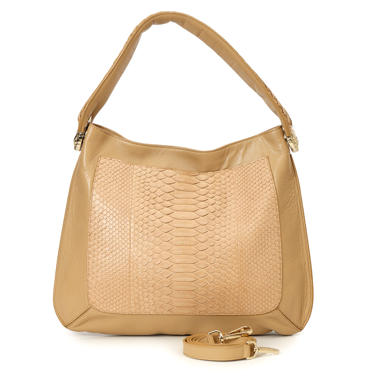 Nude Python Braided Hobo Bag
