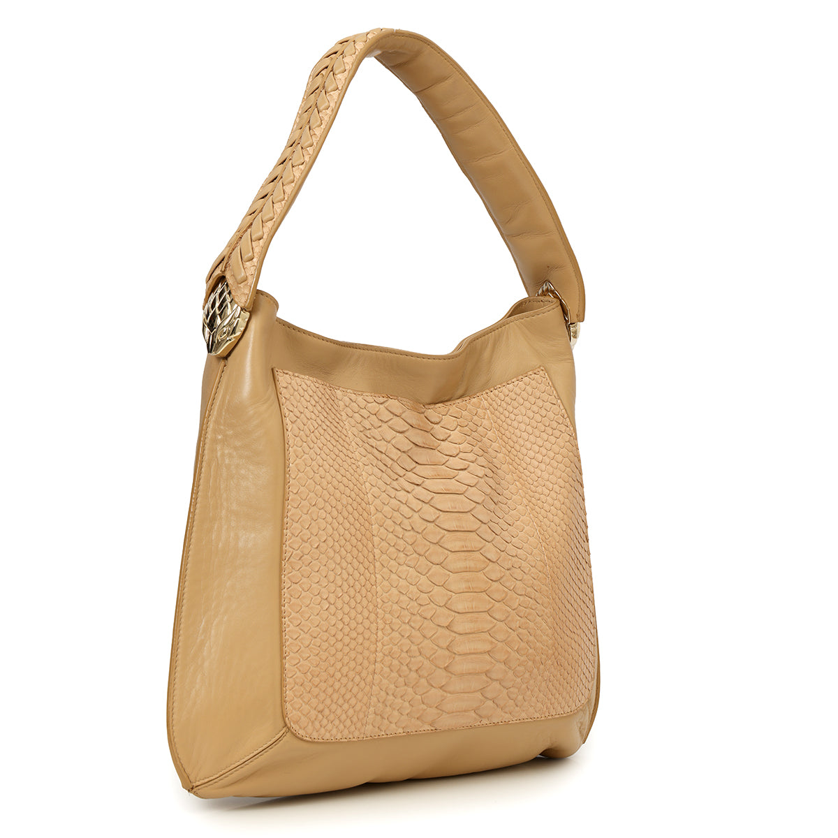 Nude Python Braided Hobo Bag