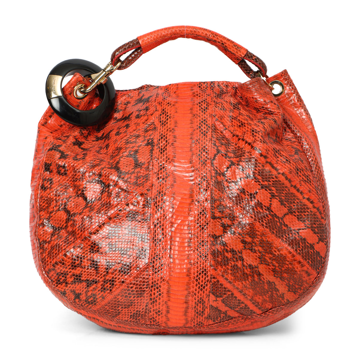 Orange & Black Python Leather Sky Hobo Bag