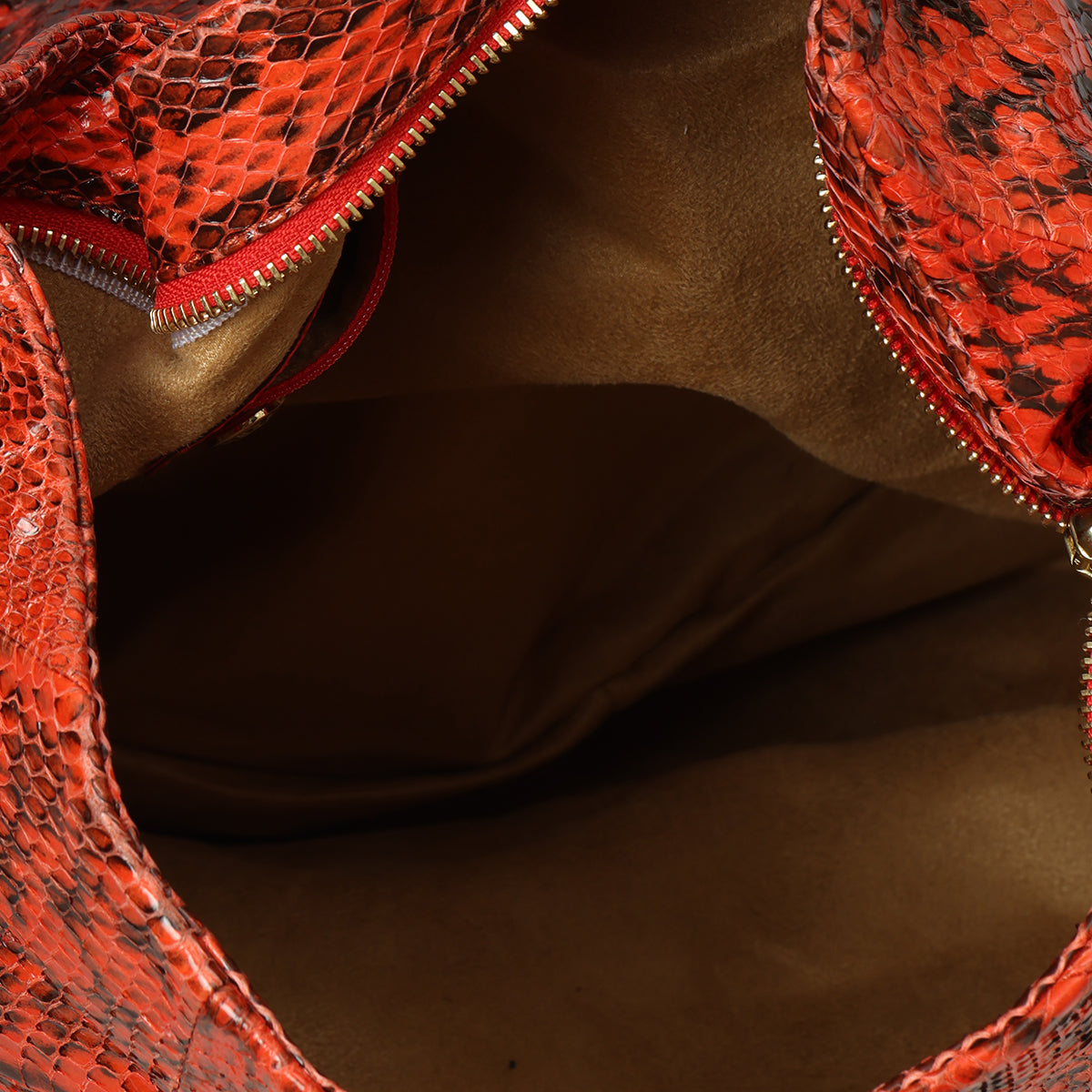 Orange & Black Python Leather Sky Hobo Bag