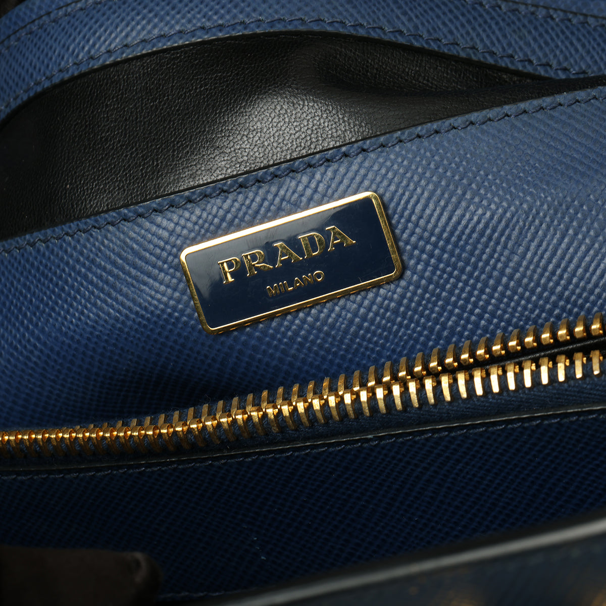Blue Saffiano Cuir Studded Dome Bag
