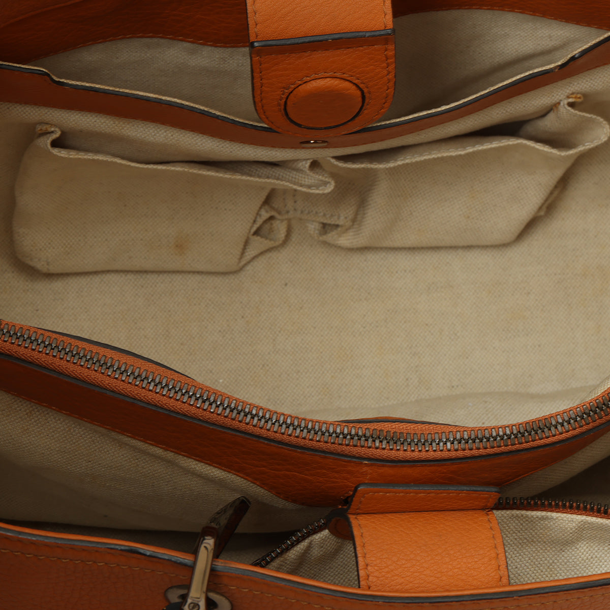 Rust Orange Medium Bamboo Shopping Leather Tote Bag