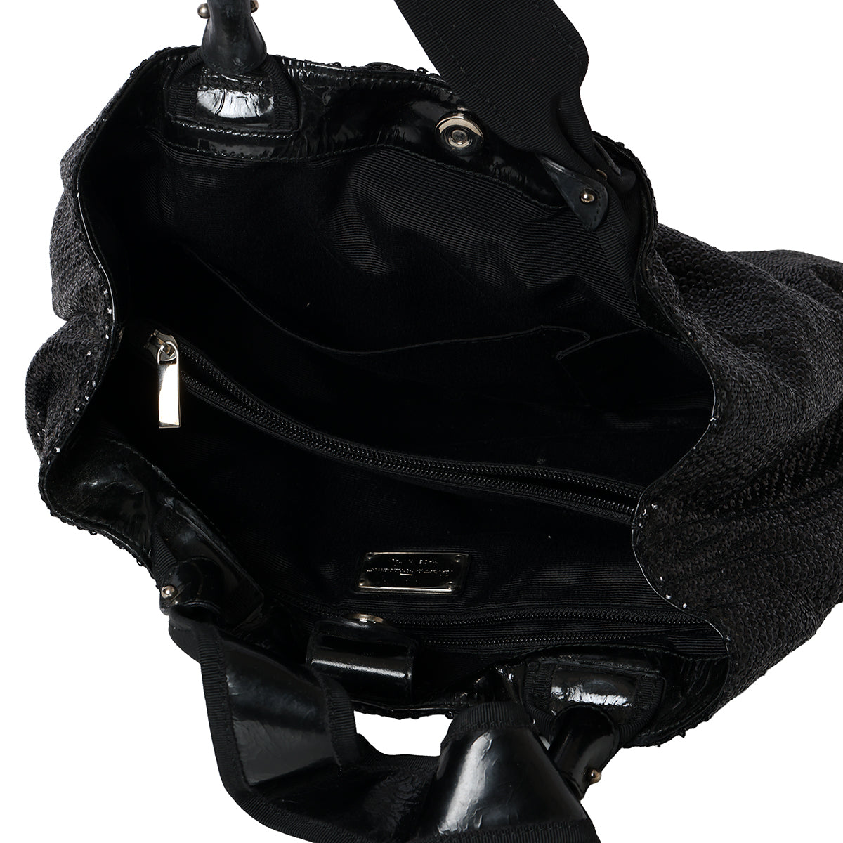 Vara Sequined Selene nylon Black tote bag