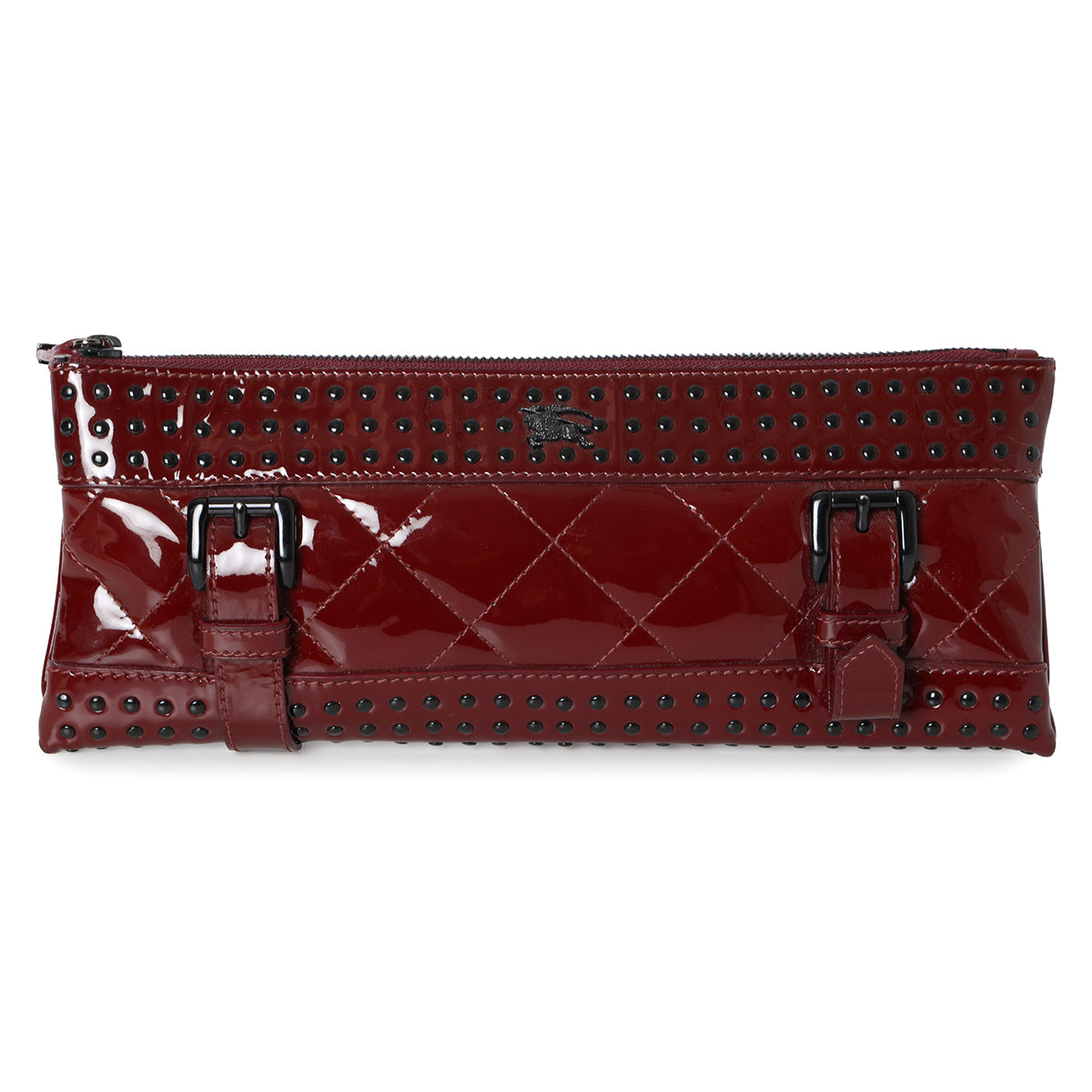 Maroon Prorsum Patent Leather Studded Clutch