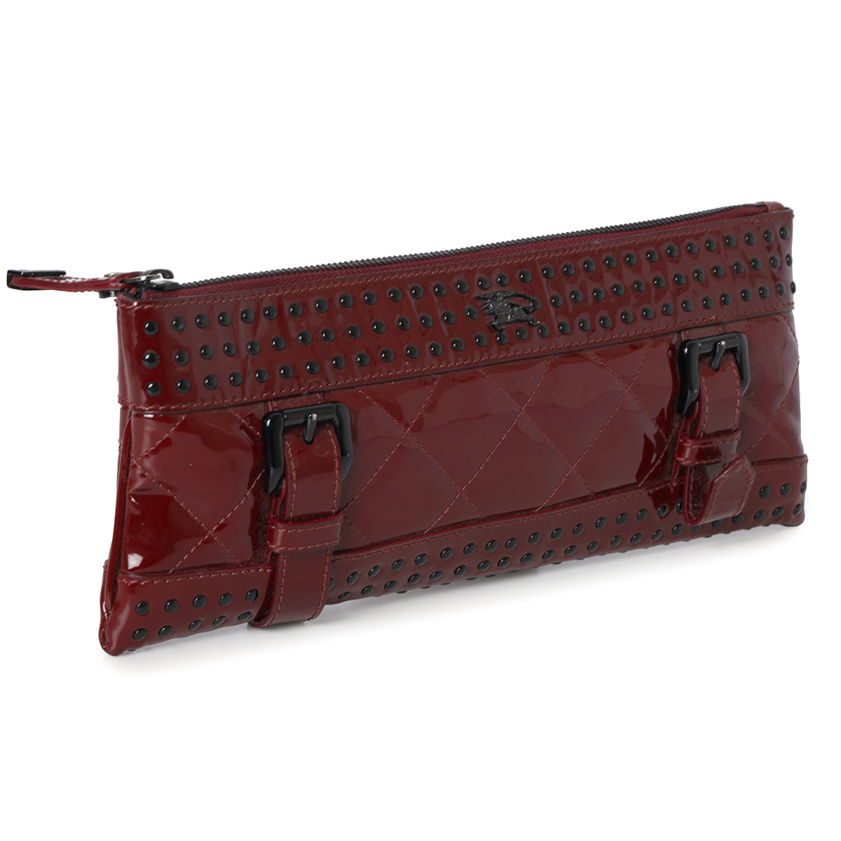Maroon Prorsum Patent Leather Studded Clutch