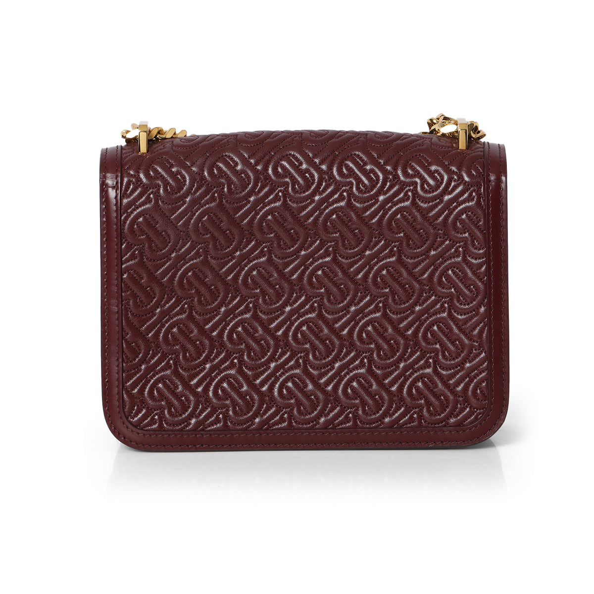 Wine Embossed Leather TB Monogram Medium Shoulder Bag