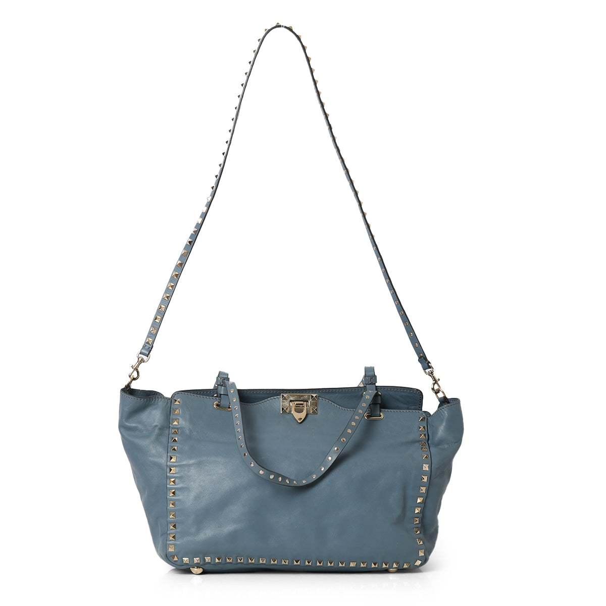 Blue Rock-studded tote bag