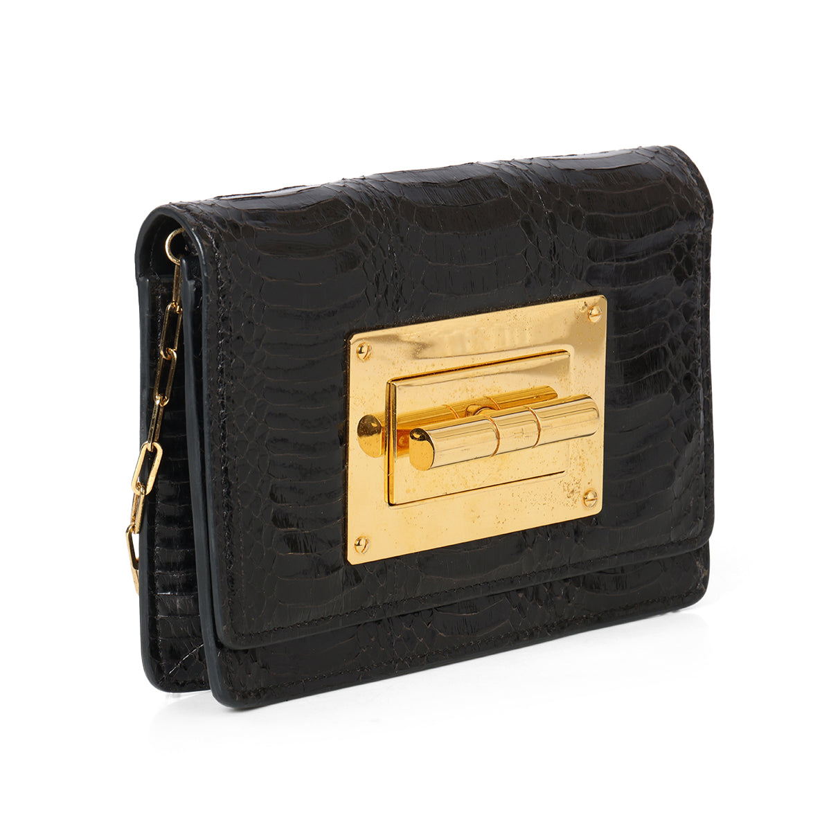 Natalia Black Python Shoulder Bag