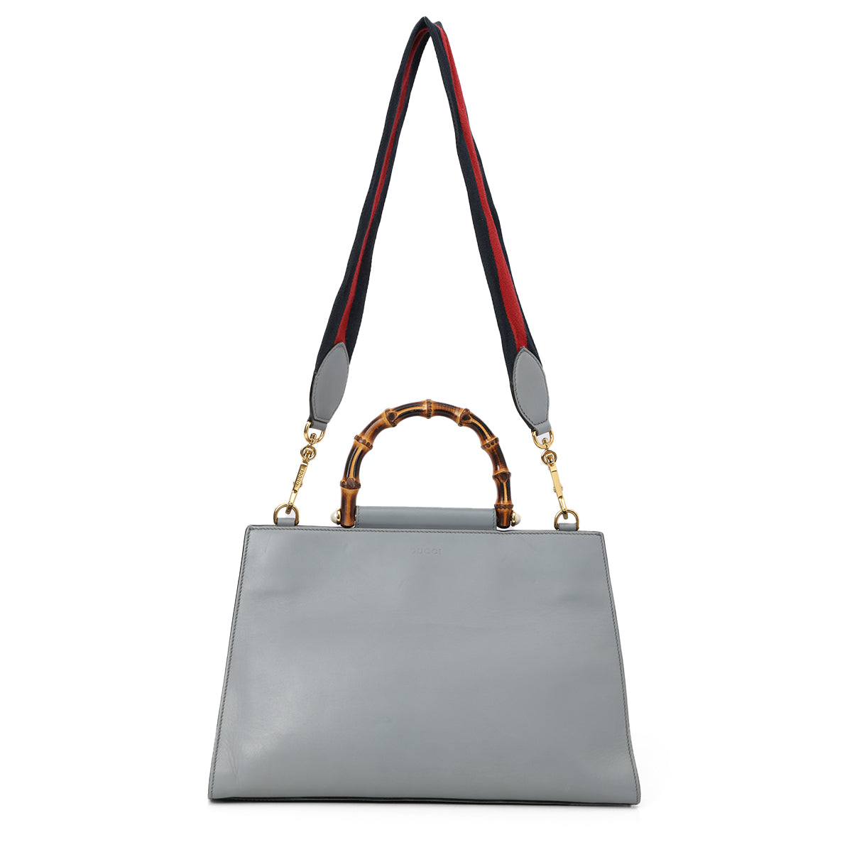 Grey Smooth Calfskin Nymphaea Large Top Handle Bag