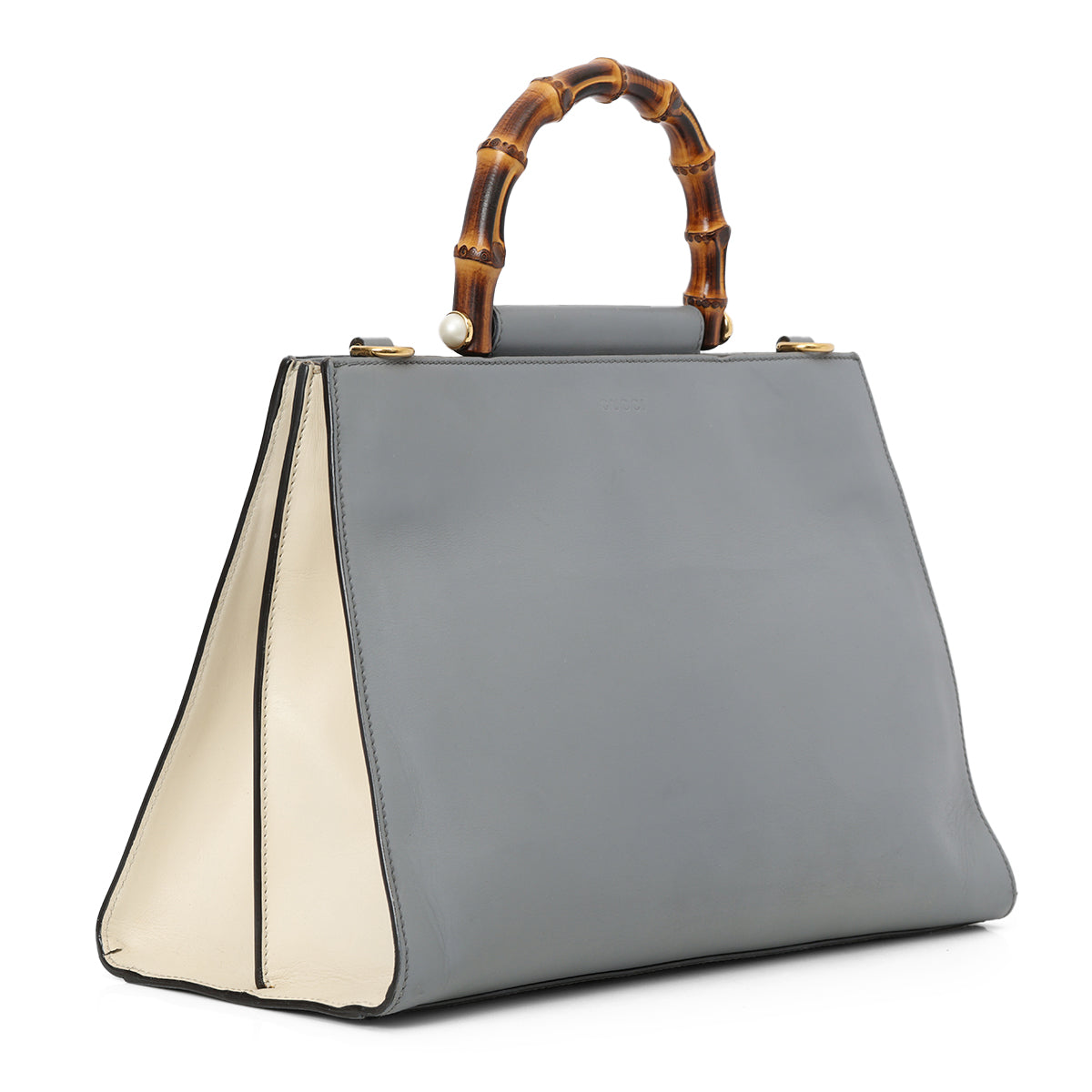 Grey Smooth Calfskin Nymphaea Large Top Handle Bag