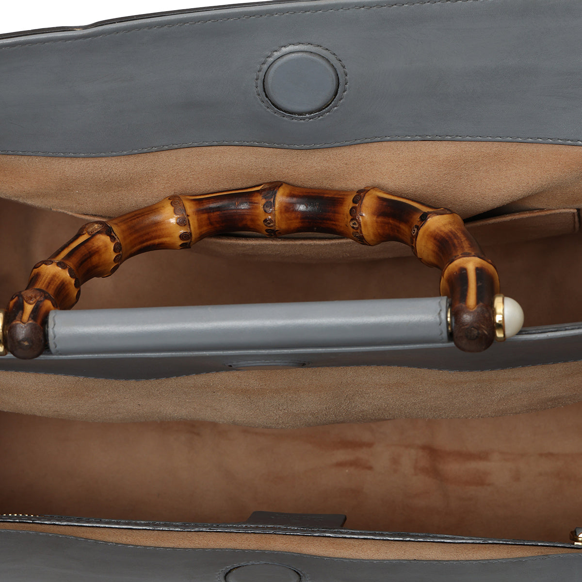 Grey Smooth Calfskin Nymphaea Large Top Handle Bag