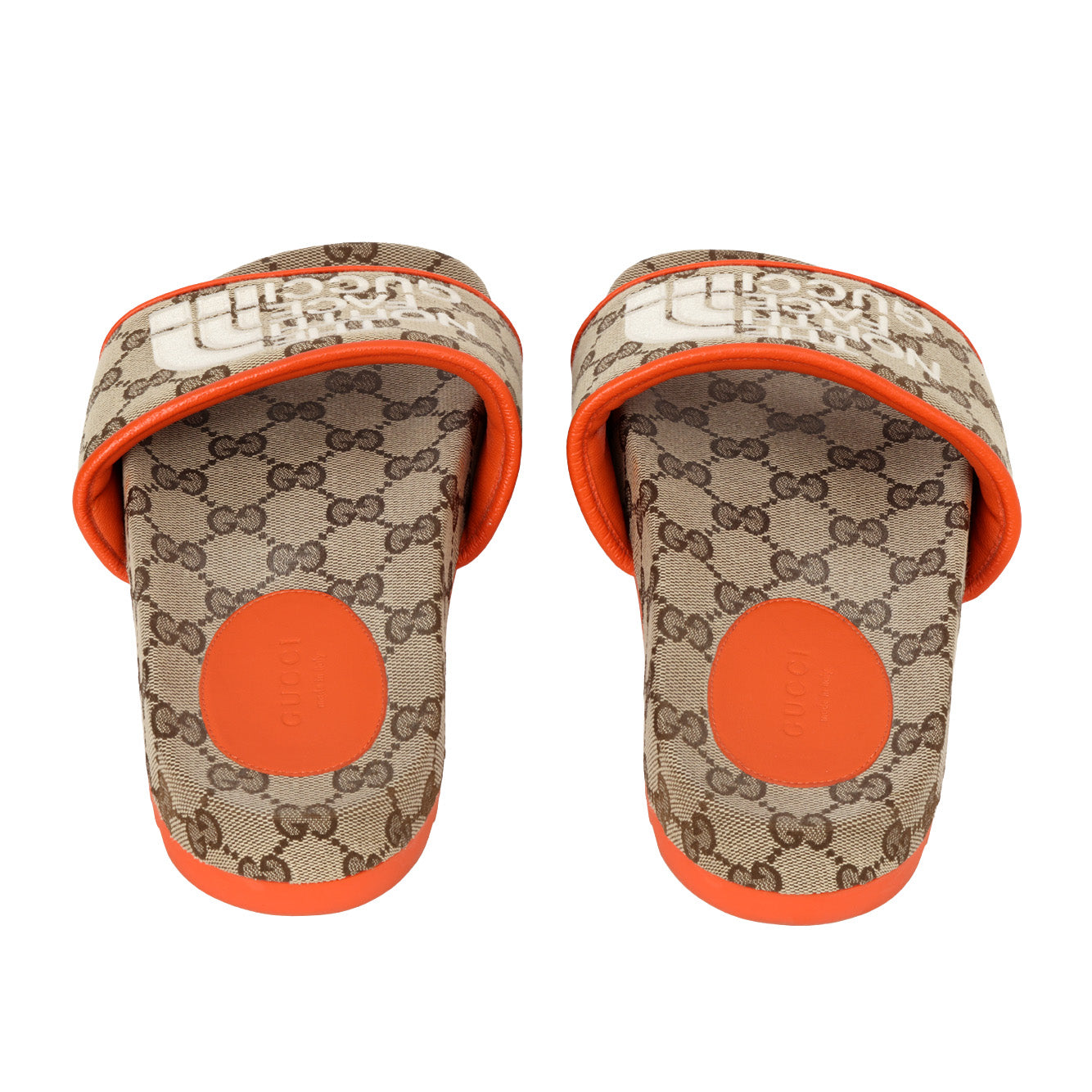 '- X The North Face GG-Canvas Beige/Orange Slides- 37