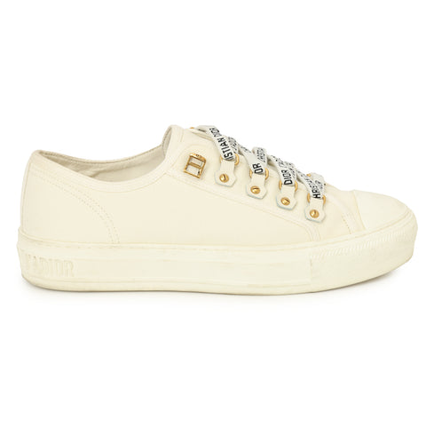 Walk'n Dior Sneakers In White Cotton Canvas Size: 38.5