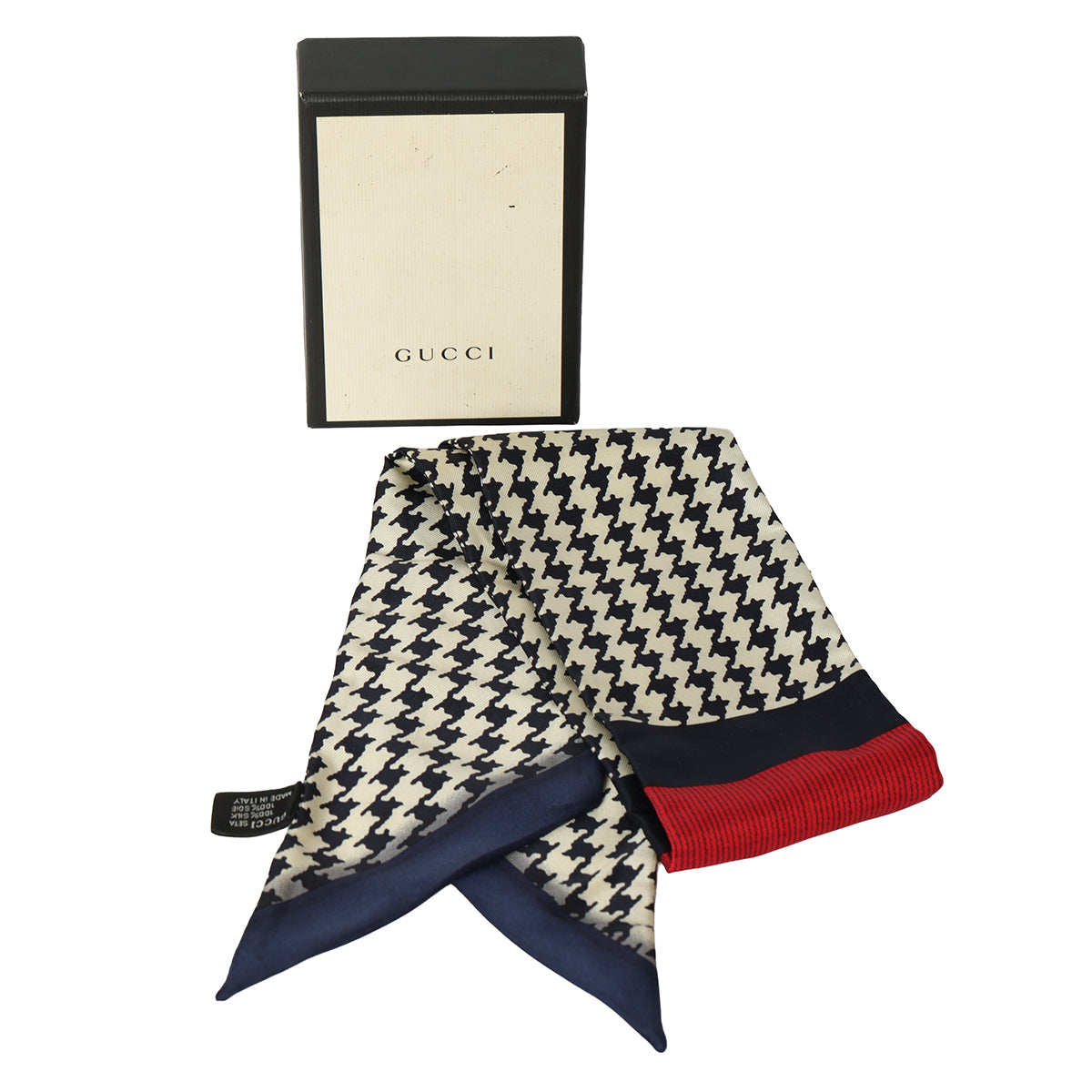 Multicolor Houndstooth Web 100% Silk Twilly